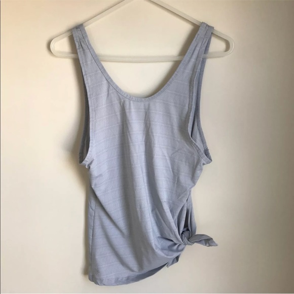Athleta Tops - Athleta Side Tie Tank Top Grey White Print V Back